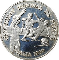 фото для Монета 10 динеров 1989 Чемпионат мира по футболу 1990 - нарушение Андорра Аверс