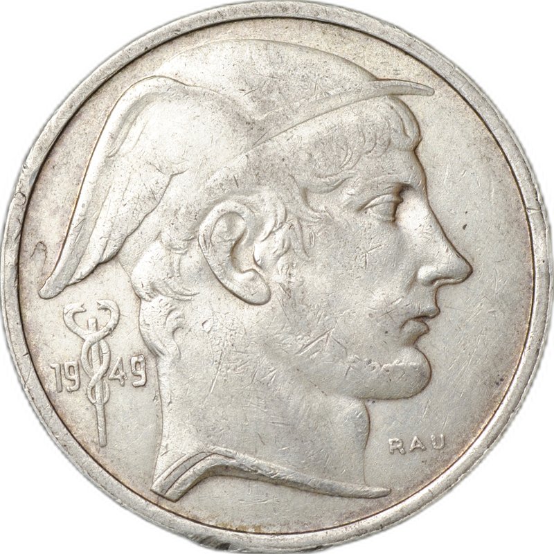 Монета 50 франков 1949 BELGIQUE Бельгия