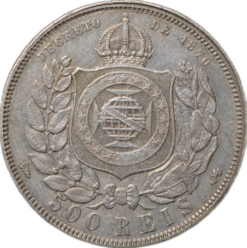 Монета 500 реалов (рейс) 1888 Бразилия