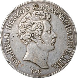 фото для Монета 2 талера 1843 Брауншвейг Аверс