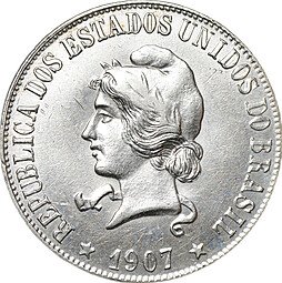 фото для Монета 2000 реалов (рейс) 1907 Бразилия Аверс