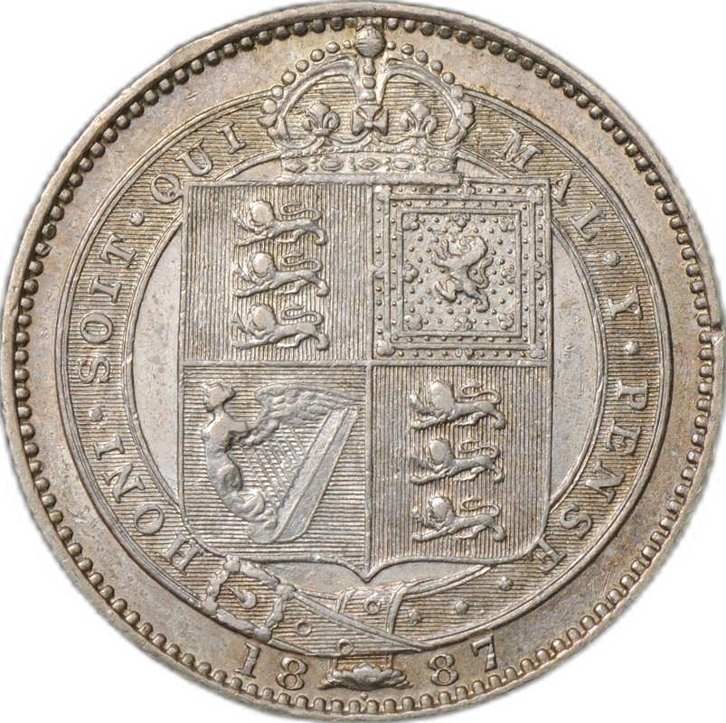 Монета 1 шиллинг 1887 Новый портрет Великобритания