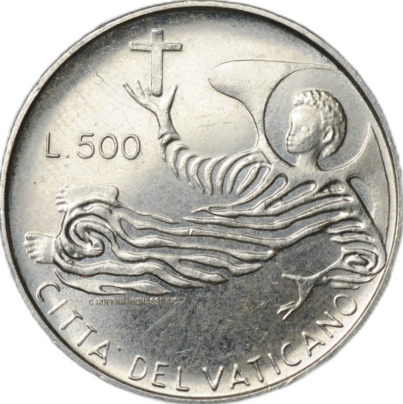 Монета 500 лир 1969 Ватикан