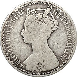 фото для Монета 2 шиллинга (флорин) 1887 Старый портрет Великобритания Аверс
