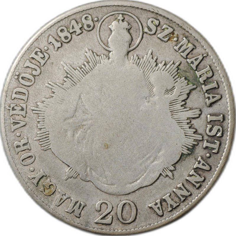 Монета 20 крейцеров 1848 SZ MÁRIA Венгрия