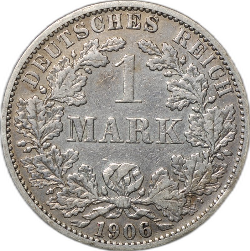 Монета 1 марка 1906 A - Берлин Германия
