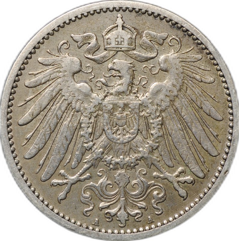 Монета 1 марка 1906 A - Берлин Германия