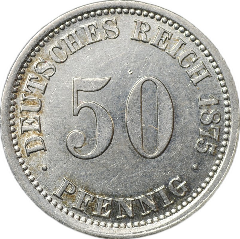 Монета 50 пфеннигов 1875 A - Берлин Германия