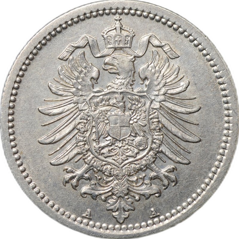 Монета 50 пфеннигов 1875 A - Берлин Германия