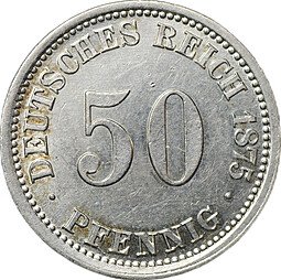 фото для Монета 50 пфеннигов 1875 A - Берлин Германия Аверс