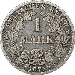 фото для Монета 1 марка 1875 B - Ганновер Германия Аверс