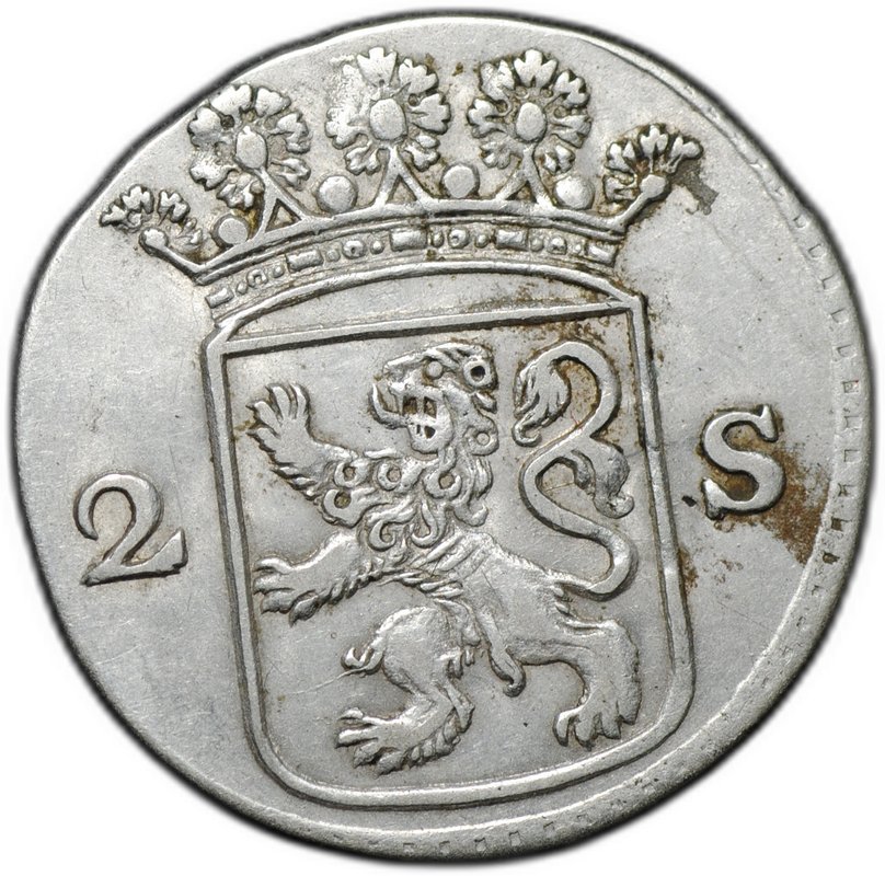 Монета 2 стювера 1763 Голландская республика