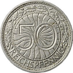 фото для Монета 50 рейхспфеннигов (пфеннигов) 1927 A - Берлин Германия Аверс