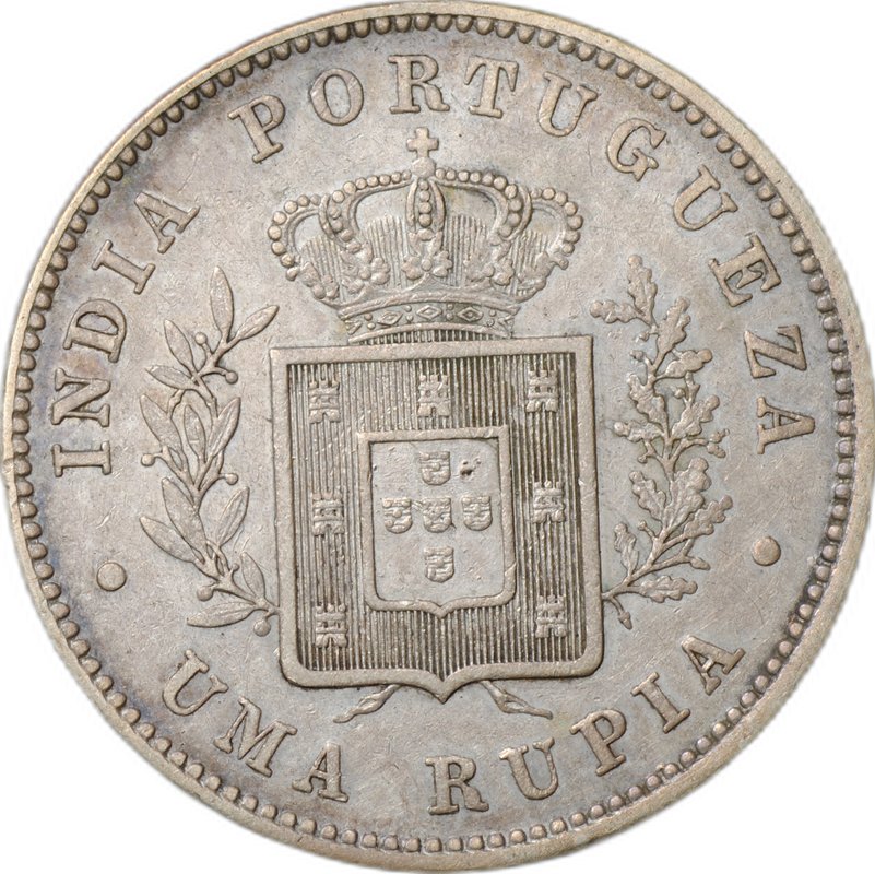Монета 1 рупия 1882 Индия Португальская