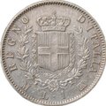 Монета 1 лира 1863 M - Милан, Щит на реверсе Италия