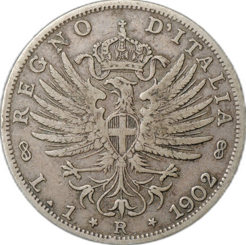Монета 1 лира 1902 Италия
