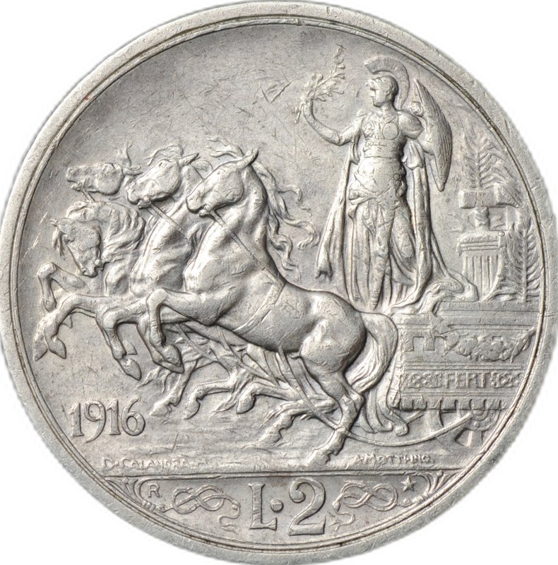 Монета 2 лиры 1916 Италия