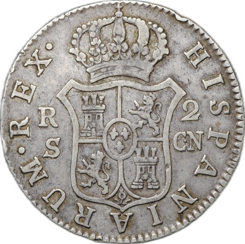 Монета 2 реала 1793 S - Севилья Испания