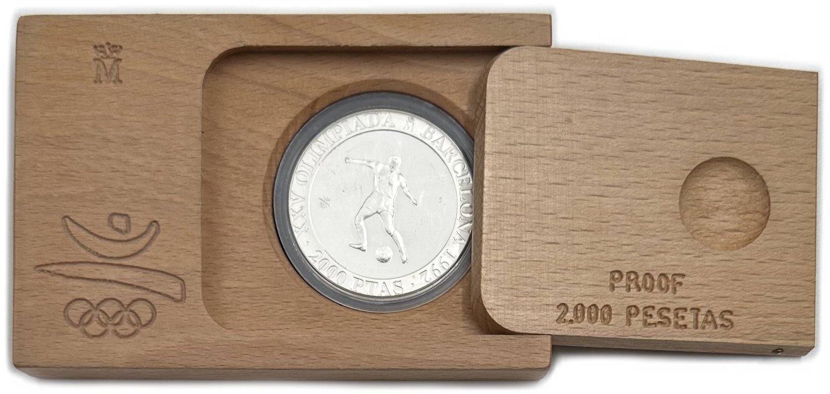 Монета 2000 песет 1990 Олимпиада Барселона 1992 - футбол Испания