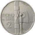 Монета 2 лиры 1924 Италия