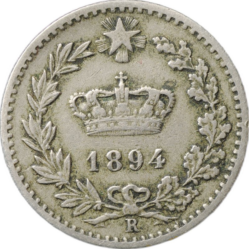 Монета 20 чентезимо 1894 R - Рим Италия