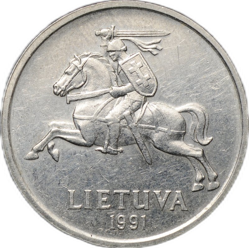 Монета 5 лит 1991 Литва