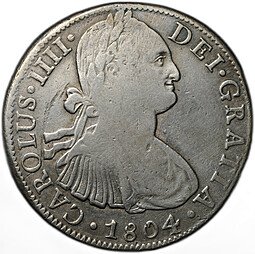 фото для Монета 8 реалов 1804 Мексика Аверс