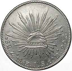 фото для Монета 8 реалов 1883 Zs - Сакатекас Мексика Аверс