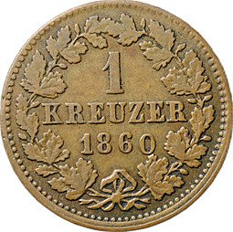 фото для Монета 1 крейцер 1860 Нассау Аверс