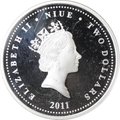 Монета 2 доллара 2011 Сверхзвуковые самолеты Конкорд Ниуэ