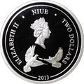 Монета 2 доллара 2013 Любовь навсегда Ниуэ