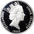 Монета 50 долларов 1990 Вымирающие виды - Гризли Острова Кука