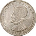 Монета 1/2 бальбоа 1953 50 лет независимости Панама