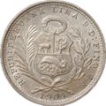 Монета 1/5 соль 1906 Перу