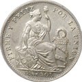 Монета 1/5 соль 1906 Перу