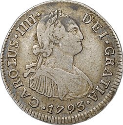 фото для Монета 2 реала 1793 Перу Аверс