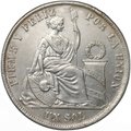 Монета 1 соль 1869 Перу
