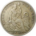 Монета 1 соль 1923 проба Перу