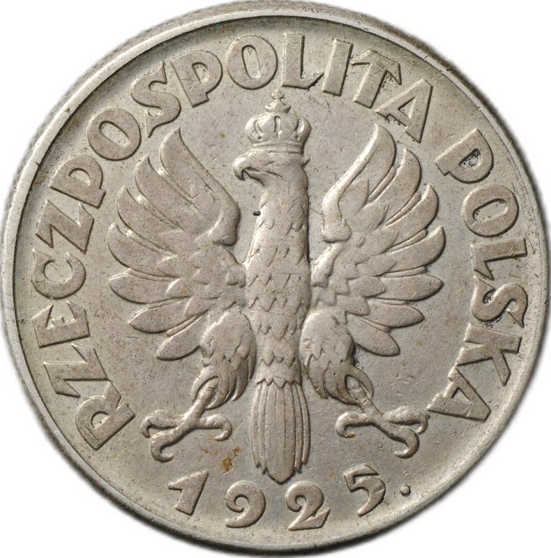 Монета 2 злотых 1925 Точка после даты Польша