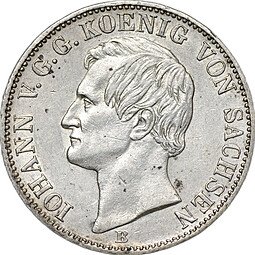 фото для Монета 1 союзный талер 1860 Герб с львами Саксония Аверс