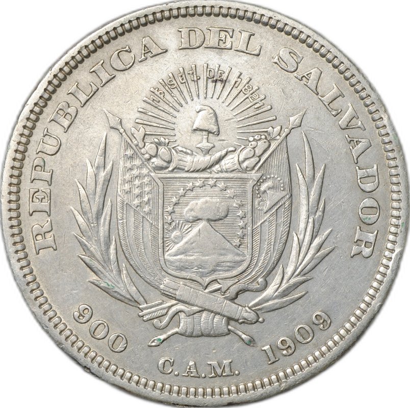 Монета 1 песо 1909 Сальвадор