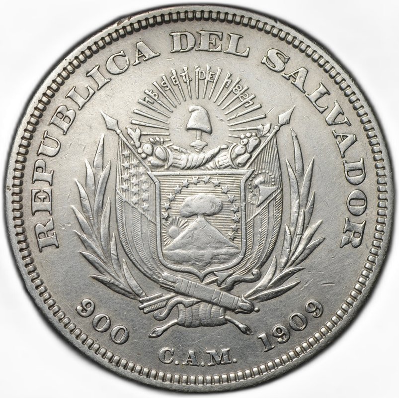 Монета 1 песо 1909 Сальвадор