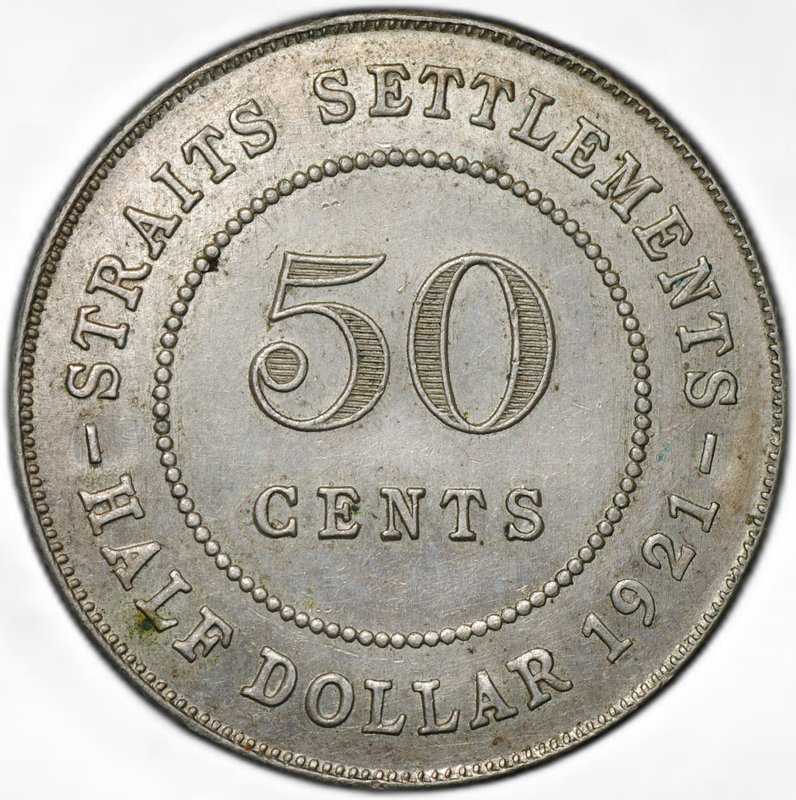 Монета 50 центов 1921 Стрейтс Сетлментс