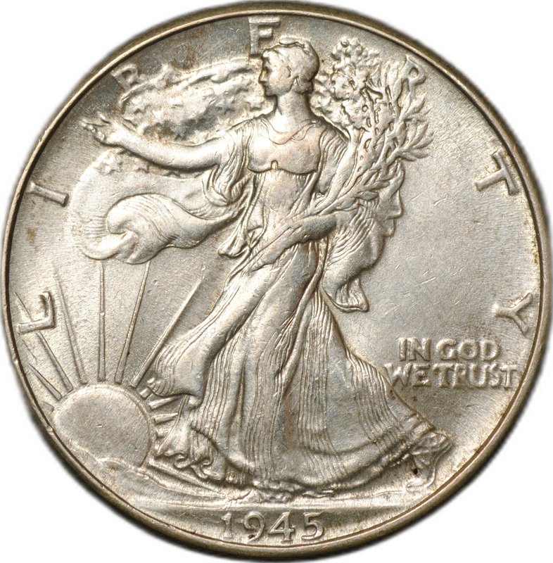 Монета 1/2 доллара 1945 Филадельфия США