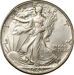 фото для Монета 1/2 доллара 1945 Филадельфия США Аверс