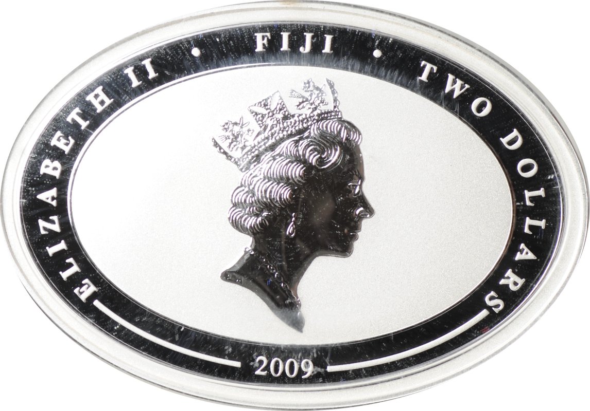 Монета 2 доллара 2009 Советский дирижабль СССР В-6 Осоавиахим Фиджи