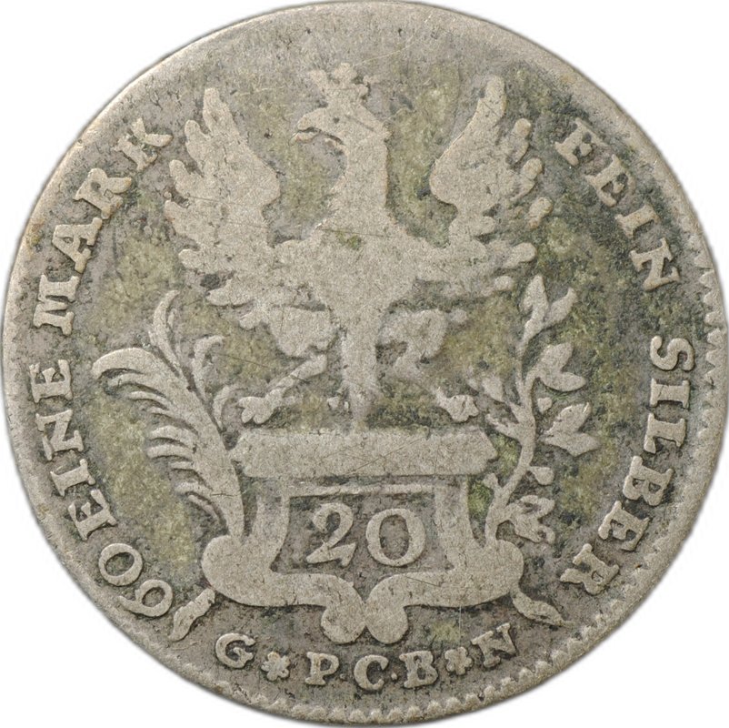 Монета 20 крейцеров 1767 Франкфурт