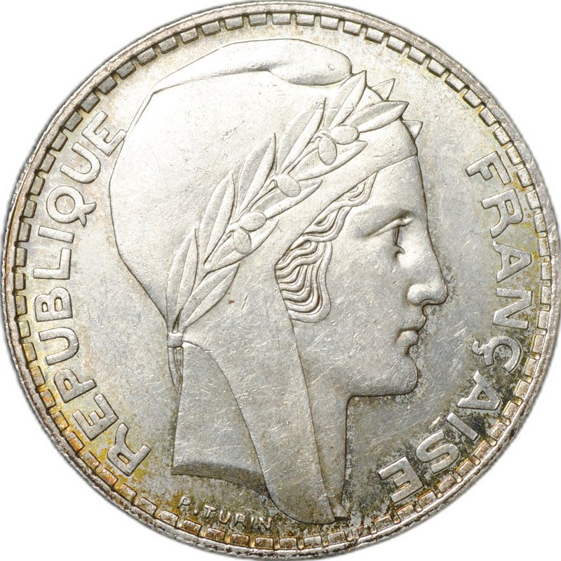 Монета 20 франков 1934 Франция