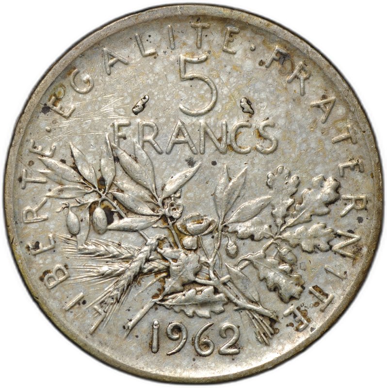 Монета 5 франков 1962 Франция