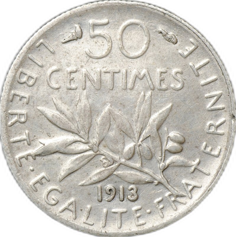 Монета 50 сантимов 1913 Франция